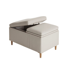 Chic modern ottoman with hidden storage isolated