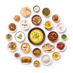 Diwali feast with traditional Indian dishes