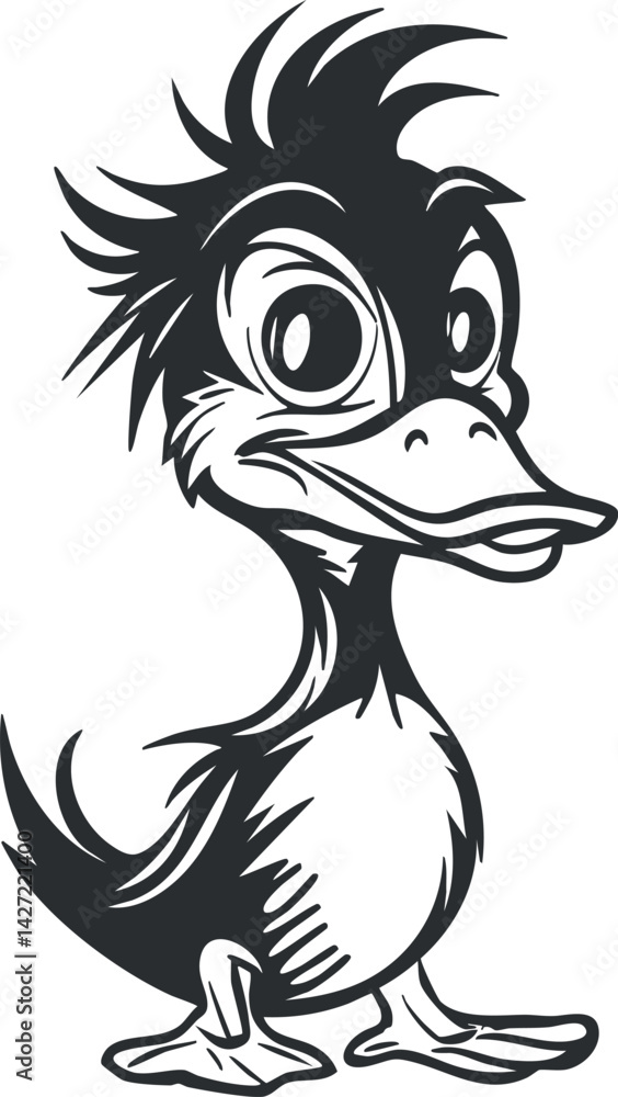 Aufkleber a playful cartoon duck character with a whimsical design and a cheerful expression.