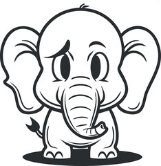 A cute cartoon elephant character with big ears and a playful expression.