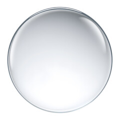 Mirror &ndash; A 3D glass mirror, round and sleek, transparent with a smooth polished reflective surface, soft glowing edges, white background, icon illustration. Generative AI