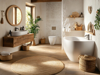 Modern Bathroom Interior Design: Minimalist, Natural Materials & Luxury Wooden Accents