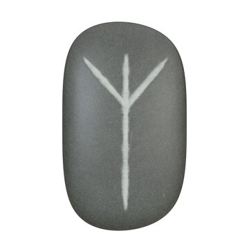 Algiz Rune Stone, 3d illustration isolated on white background