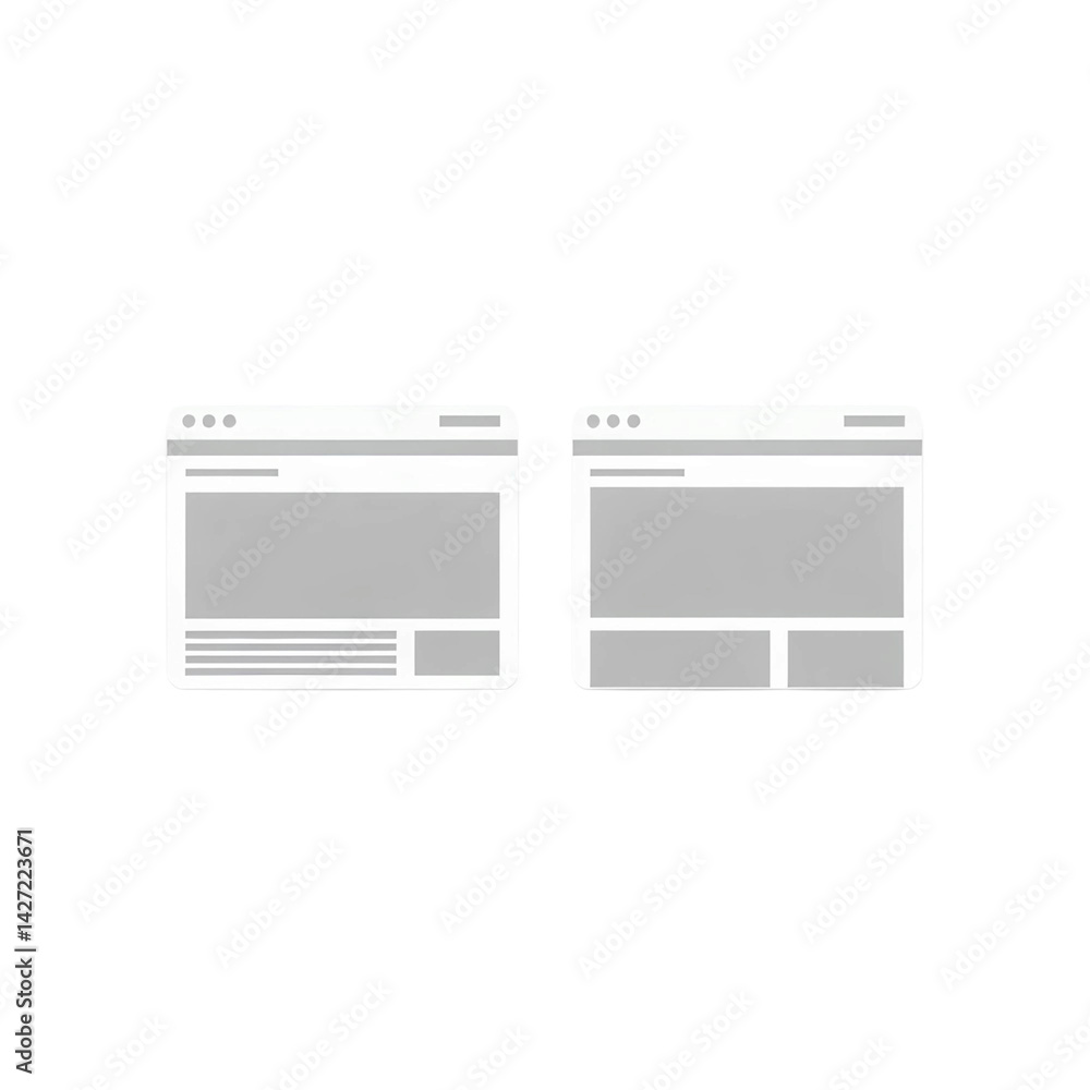 Aufkleber website interface mockups: a pair of sleek website interface mockups, rendered in a minimalist style