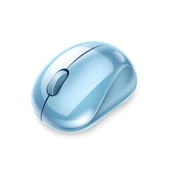 Mouse &ndash; A 3D glass computer mouse, sleek and rounded, smooth glossy texture, transparent body, soft reflections, white background, icon-style illustration. Generative AI