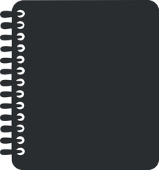 A minimalist black spiral notebook with blank pages ideal for writing and note-taking.