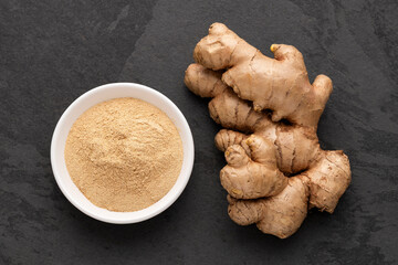 Organic ground ginger root - Zingiber officinale.