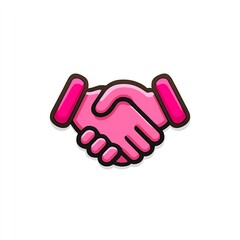 Obraz premium handshake emoji pink business agreement icon