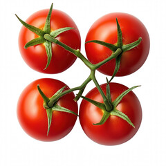 Group of fresh red tomatoes with green stems