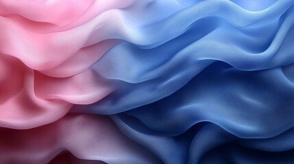 Fototapeta premium Soft, flowing silk fabric in a gradient of pink and blue colors.