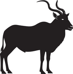 Addax Antelope Silhouette with Twisting Horns
