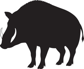 Babirusa Pig Silhouette with Curved Tusks