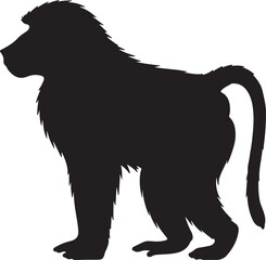 Baboon Silhouette Sitting with Raised Arms