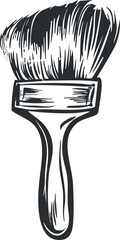 Illustration of a paint brush showcasing its bristles and handle for art and DIY projects.