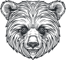 Stylized illustration of a bear head featuring intricate line work and detailed fur texture.