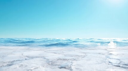 Fototapeta premium Vast, serene ocean meets a pristine, icy shore