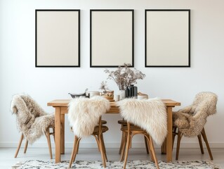 Cozy Wooden Dining Room Mockup.