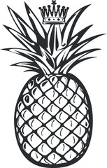 Obraz premium Stylized illustration of a pineapple featuring a crown on top, perfect for tropical designs.