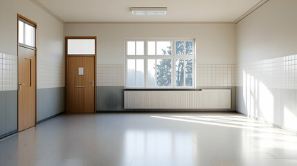 Fototapeta premium Empty Modern Classroom With Sunlight