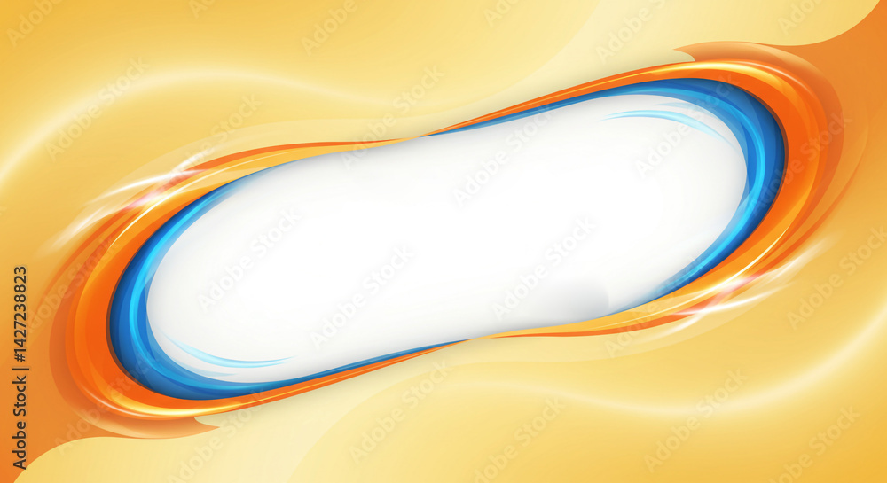 Aufkleber abstract oval frame with blue and orange borders on a yellow gradient background design element