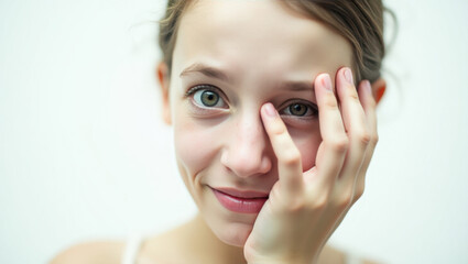 Portrait of a Person Displaying a Shy Expression in a Simple Artistic Style.