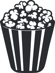 A stylized illustration of a popcorn bucket filled with popcorn for movie lovers.