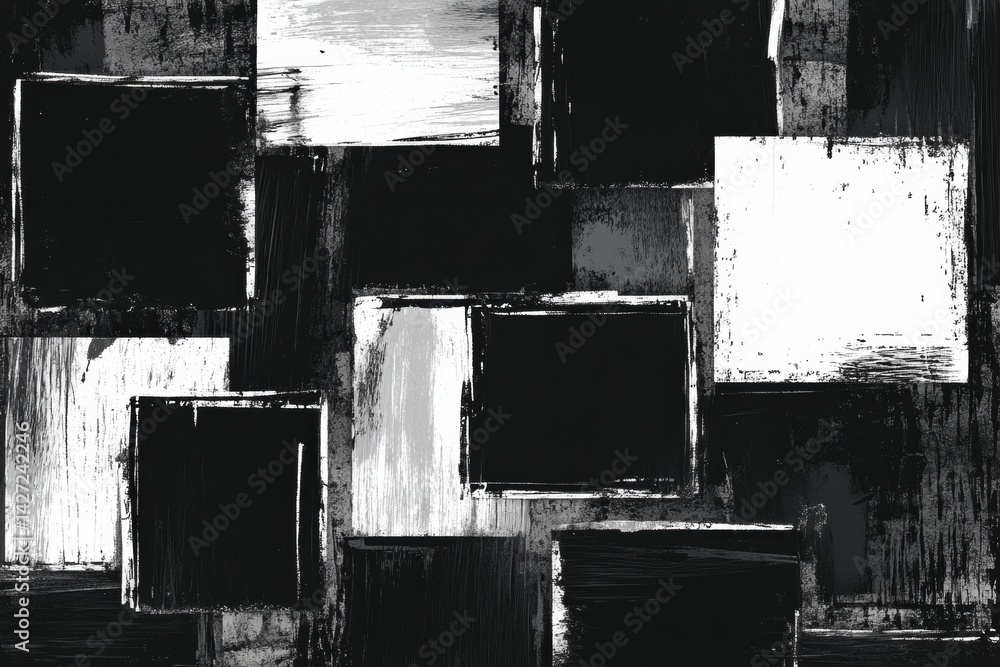Aufkleber Grunge Black Rectangles With Rough Edges for Creative Design and Artistic Collage Applications