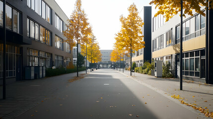 Fototapeta premium Autumnal Empty Street In Pixelated Cityscape