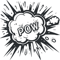 A dynamic comic style illustration featuring a speech bubble with the word POW in bold.