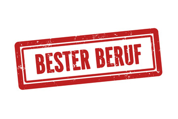 bester Beruf (best job) - A red stamp, isolated on white background.