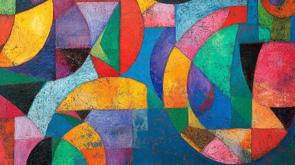 Fototapeta premium Abstract Geometric Colorful Shapes Vibrant Hues Modern Art Design Digital Painting Texture Background Illustration Graphic Resource Pattern Wallpaper Bright Bold Colors Artistic Composition Creative 