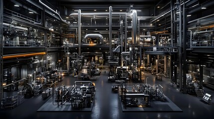 Fototapeta premium Large Industrial Building Featuring Diverse Pipes and Tubes Arrangement