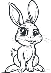 A cheerful cartoon rabbit with big ears and a friendly smile, ideal for children's art.