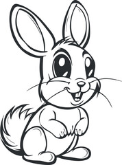 A cute cartoon rabbit character with big ears and a cheerful expression perfect for children's illustrations.