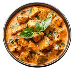 Delicious Thai Chicken Curry in a Bowl Aromatic Spices and Fresh Basil