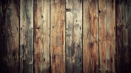 Fototapeta premium Close-up of aged oak wood grain background, natural texture with deep lines and knots in warm brown tones