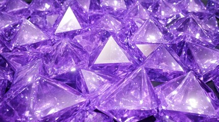 Fototapeta premium Purple crystals glow, dark background, texture