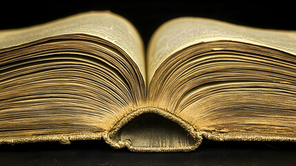 Old Open Book with Yellowed Pages and Detailed Textured Edges