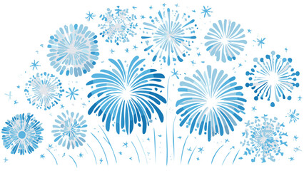 Blue Fireworks New Year Vector � AI-generated decoration on white background