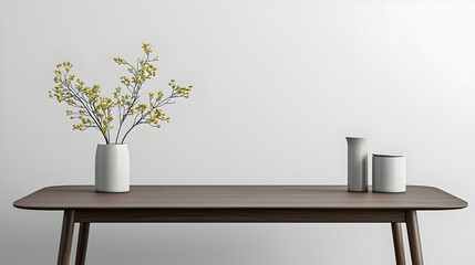 Stylish Wooden Table With Vase And Flowers
