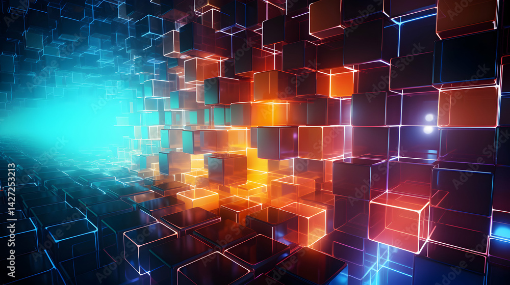 Poster dynamic cubes forming pathway into the unknown dimensionality realm