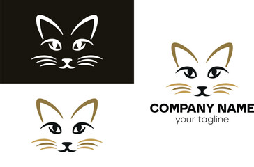 Obraz premium A collection of cat logos featuring a minimalist design with different color schemes and company branding text