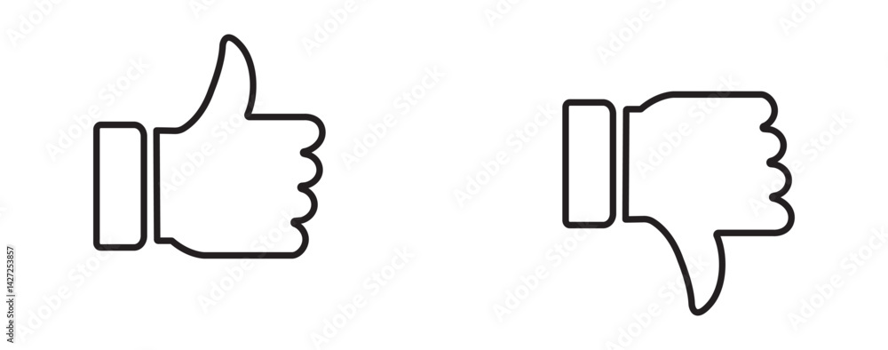 Poster thumb up and down outline icon isolated on white background. like and dislike social network pictogr
