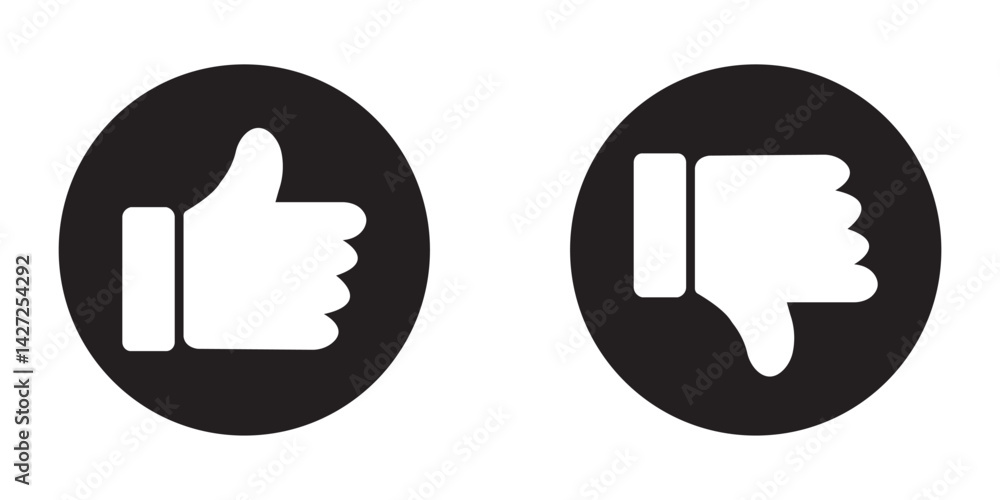 Poster thumb up and down outline icon isolated on white background. like and dislike social network pictogr
