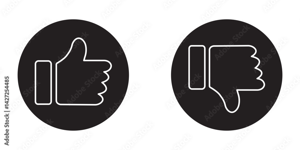 Poster thumb up and down outline icon isolated on white background. like and dislike social network pictogr