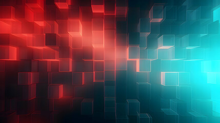 Obraz premium Abstract geometric arrangement of transparent cubes with vibrant color gradient