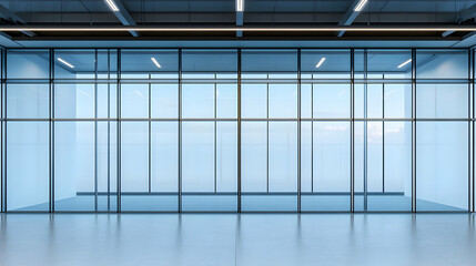 Empty Modern Office Space With Large Glass Walls