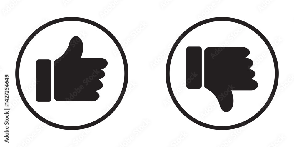 Poster thumb up and down outline icon isolated on white background. like and dislike social network pictogr