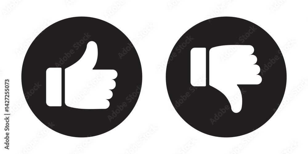 Poster thumb up and down outline icon isolated on white background. like and dislike social network pictogr