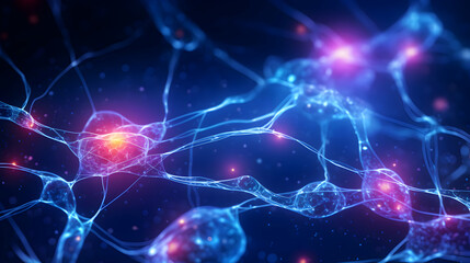 Intricate Neural Network Visualization: Connected Neurons with Glowing Synapses